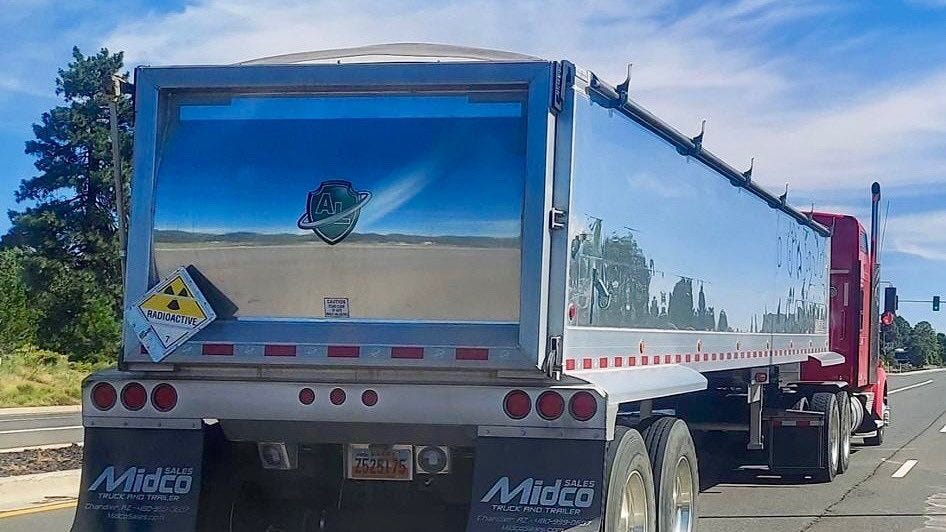 A photograph of a semi truck hauling radioactive material....