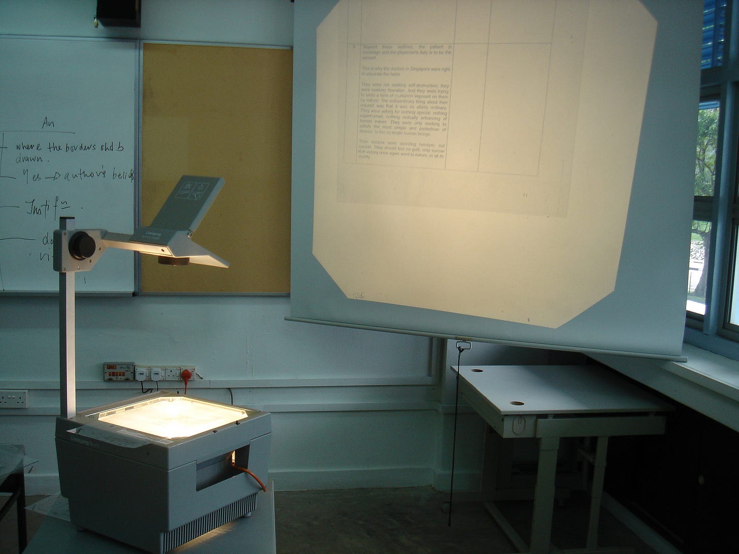 An image of an old overhead projector to illustrate PowerPoint