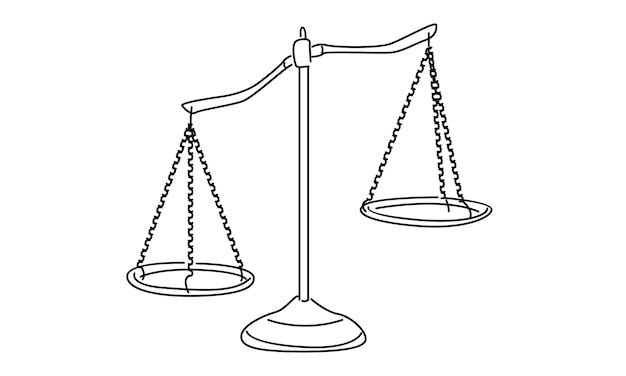 Dessin Au Trait De L'équilibre Du Droit | Vecteur Premium
