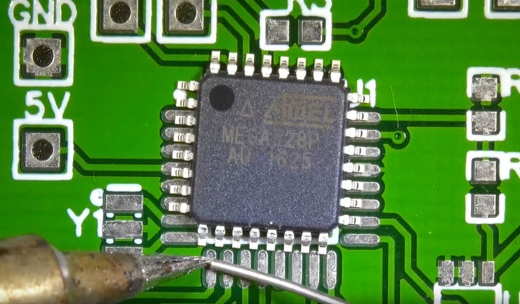 Surface-mount soldering takes more practice than anything else