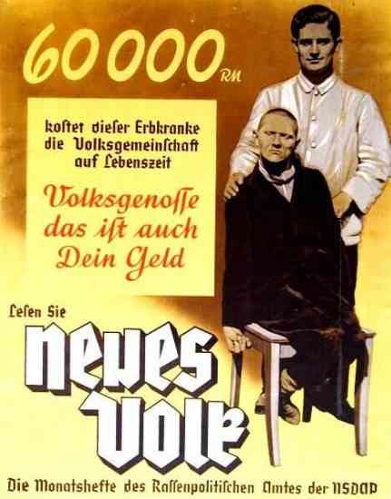 Nazi eugenics poster claiming that the disabled were too expensive to keep alive.
