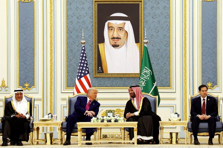 Donald Trump and Crown Prince Mohammed bin Salman at Al-Yamamah Palace.