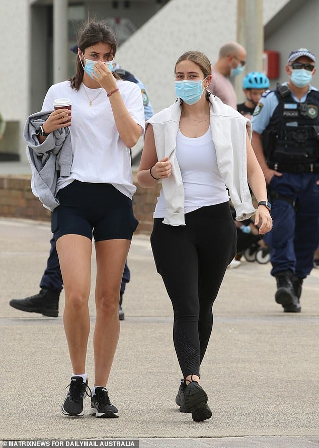 Doctors urge Aussies to stay up to date on COVID and flu vaccines as winter illnesses rise (stock image of Aussies wearing masks during the Covid pandemic)