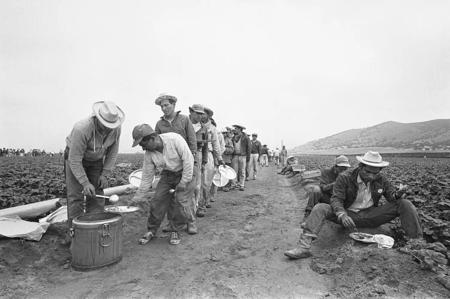 Men On Line To Get Food; Workers Men On Line To Get Food; Workers