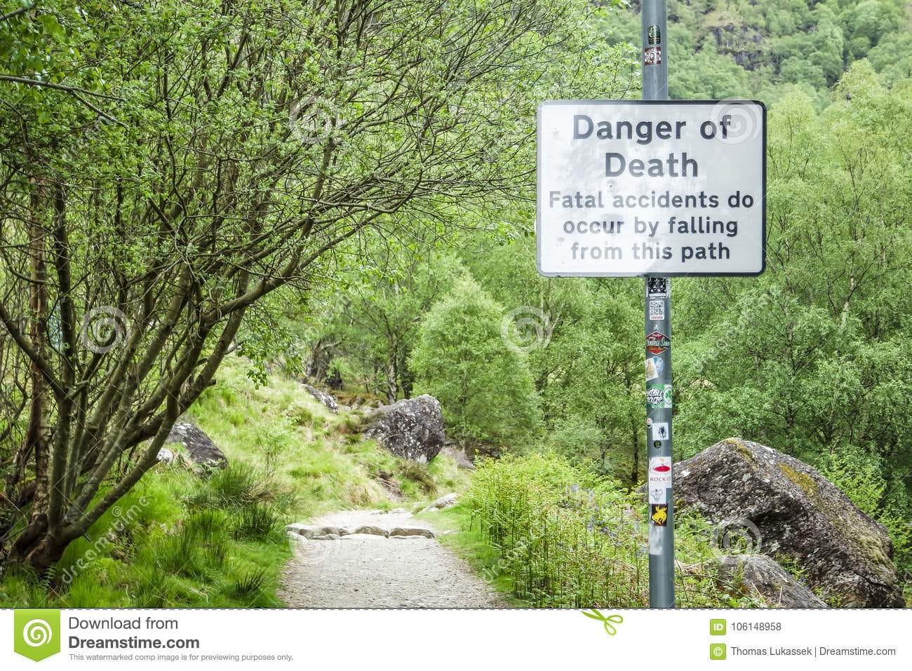 Loch Awe, Argyll , Scotland - May 19 2017 : Sign Warning of the Danger ...