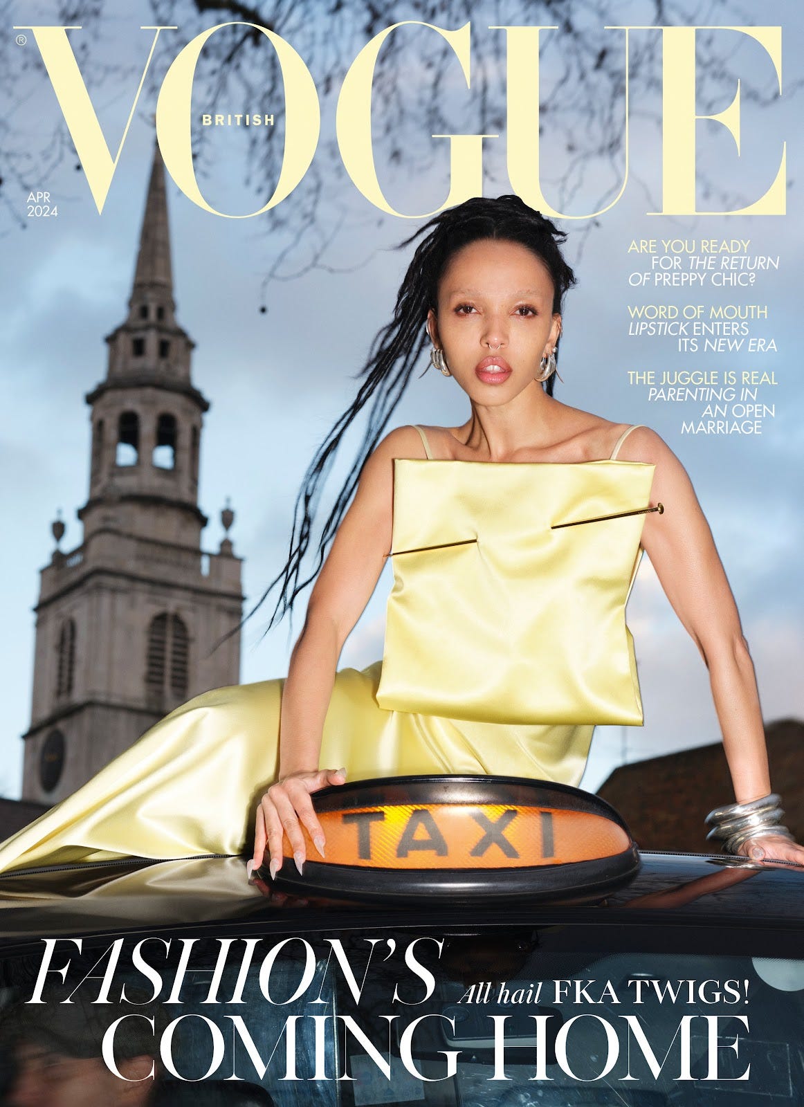 <p>FKA Twigs wearing Loewe on the cover of British Vogue </p>