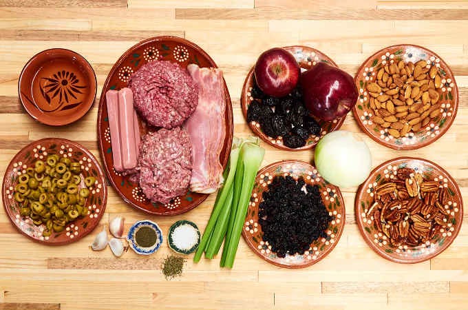 turkey stuffing ingredients on plates