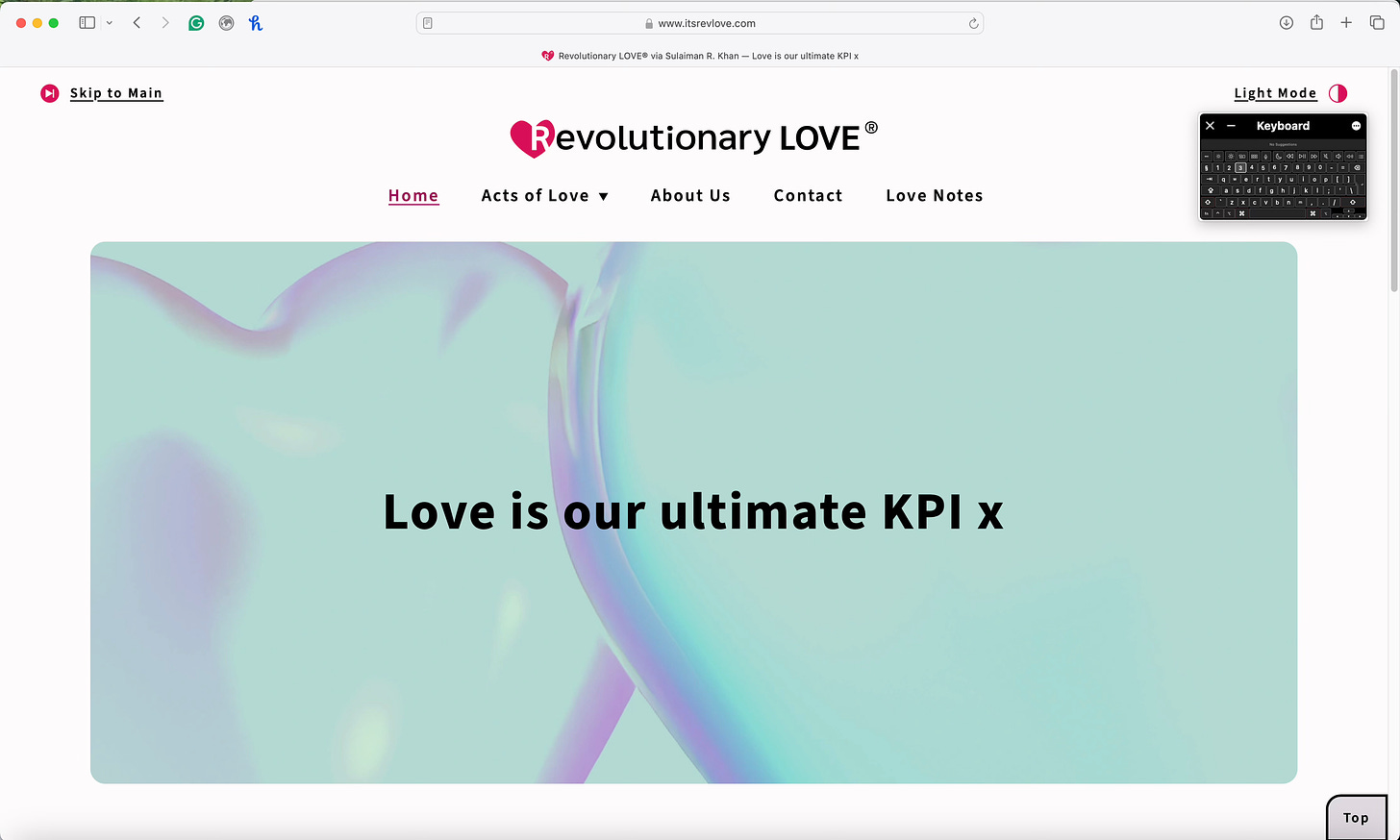 Revolutionary LOVE® website in Light Mode.