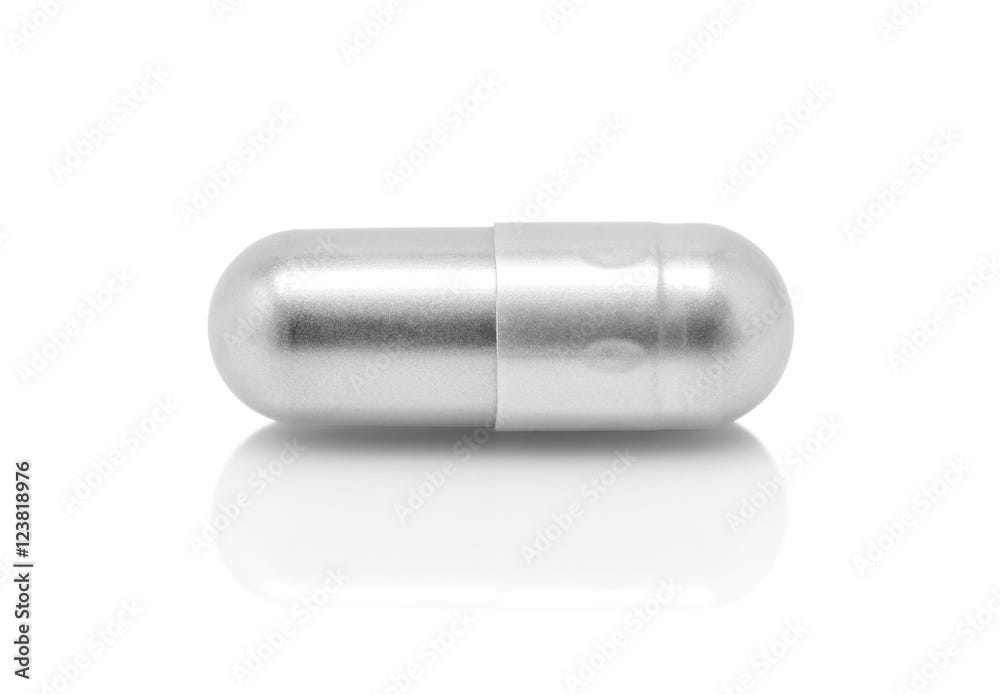 silver pill capsule isolated on white background Stock Photo | Adobe Stock