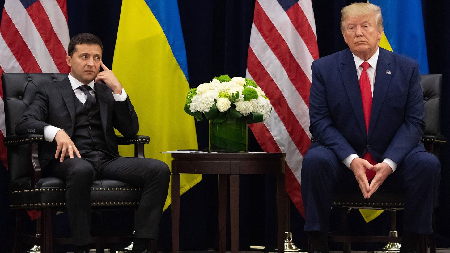 Then-President Trump and Ukrainian President Volodymyr Zelensky meet in 2019.