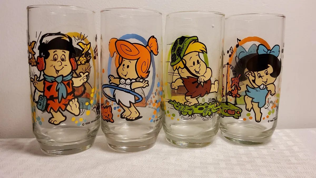 Lot of 4 Vintage 1986 Pizza Hut, Hanna Barbera, Flintstone Glasses | eBay