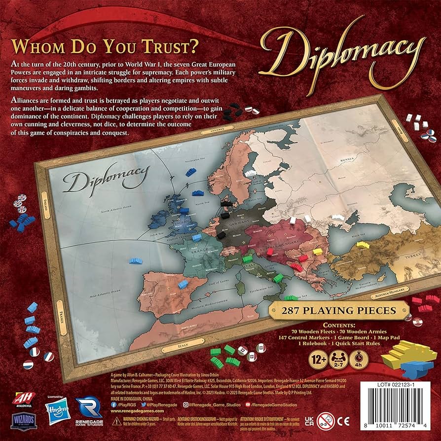 Amazon.com: Renegade Game Studios Diplomacy - Renegade, Europe 20th Century  Strategy Board Game of Alliances & Betrayal, Ages 12+, 2-7 Players, 4 Hrs :  Renegade Game Studios: Toys & Games