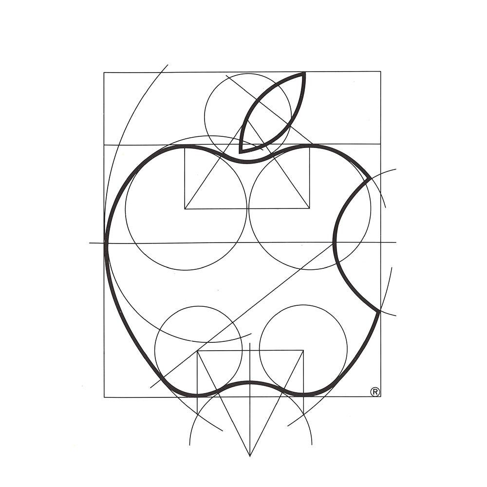 Apple logo Rob Janoff, logo construction, grid, Logo Histories, LogoArchive