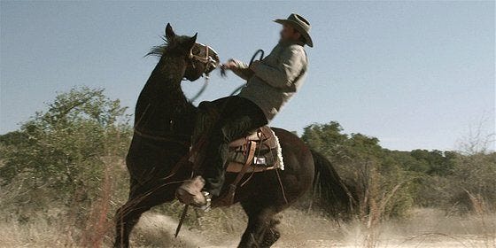 Jared Padalecki dealing with an angry wild horse on set of Walker 2.12.