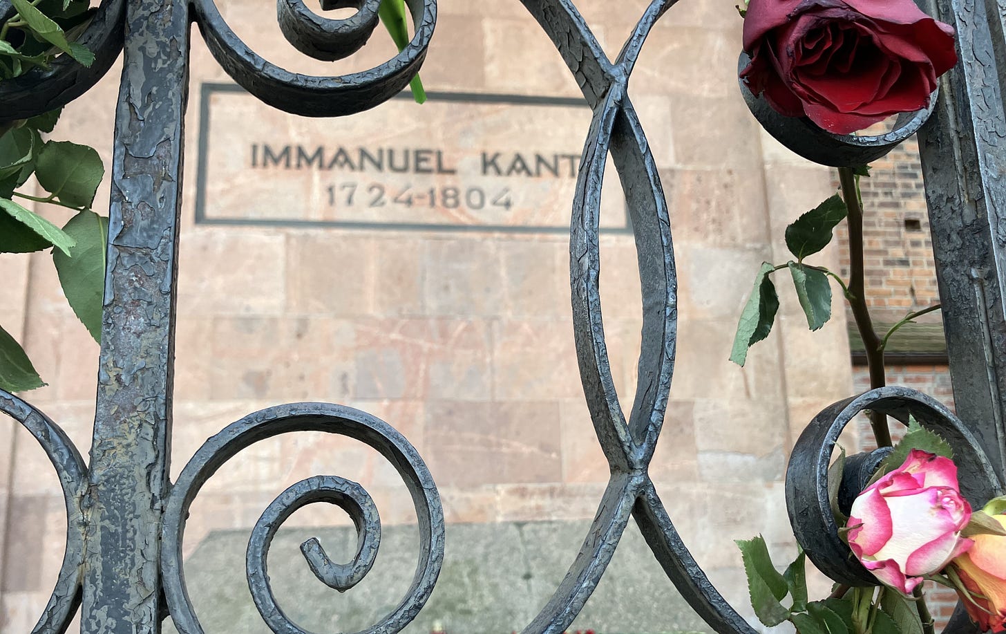 Flowers on Kant’s grave in Kaliningrad, Russia ahead of his 300th birthday. (Photo by Andre Ballin/Picture Alliance via Getty Images.)