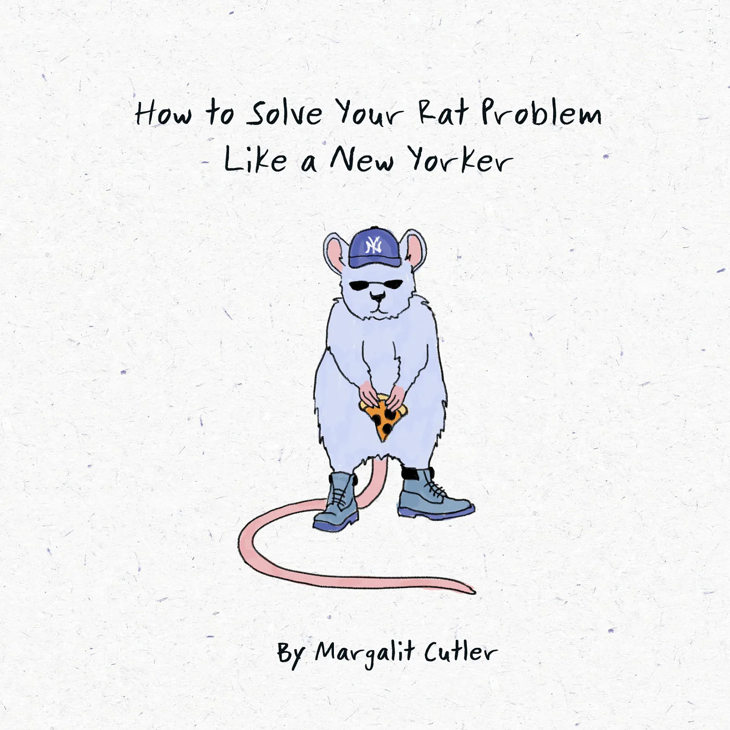 title image from the new yorker piece which features a drawing of a cute little rat in a yankees cap holding pizza and wearing boots