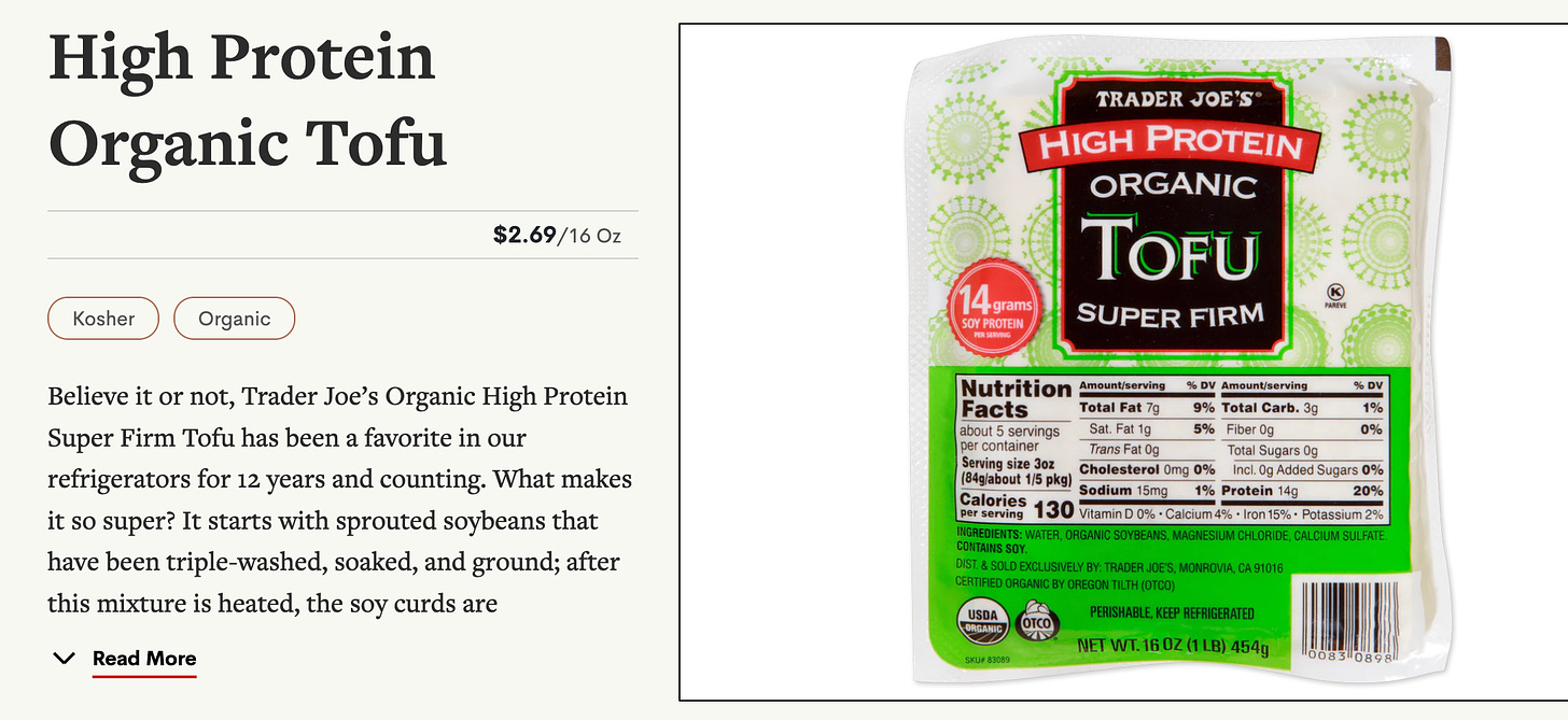 organic protein tofu from trader joes