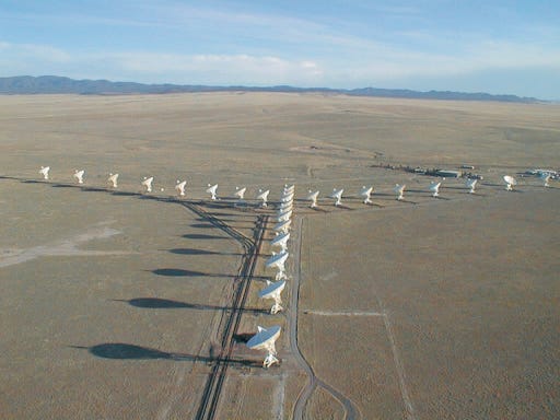 arial view of the VLA showing the 27 antenna arranged along three arms