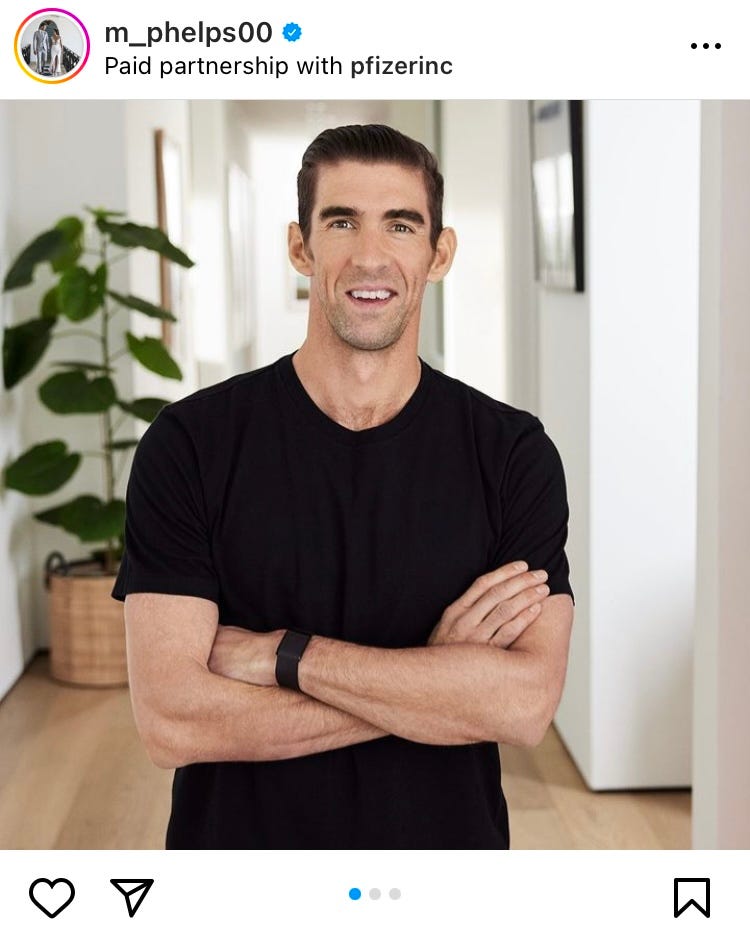 Paid Pfizer Endorsement by Michael Phelps