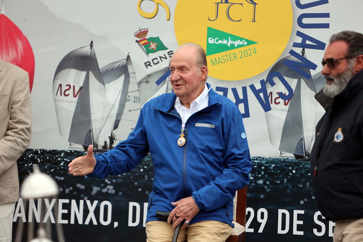 El Rey Juan Carlos, el pasado septiembre  en la entrega de premios de la 9ª regata en Sanxenxo (Pontevedra).