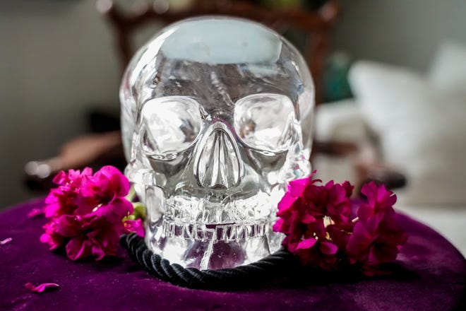 The Mitchell-Hedges skull, AKA The Skull of Doom, made from a block of clear quartz, on Monday, July 24, 2023, in Indiana.