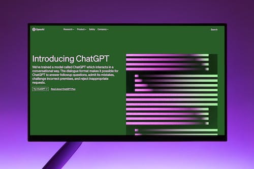 Free Monitor screen showing ChatGPT landing page Stock Photo