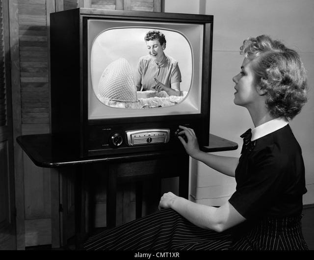 Woman looking at tv set 1960s hi-res stock photography and images - Alamy
