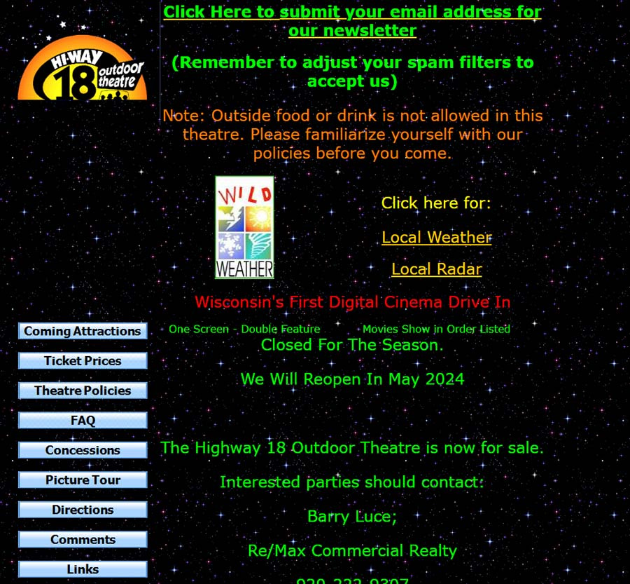 Hwy 18 Outdoor Theatre website