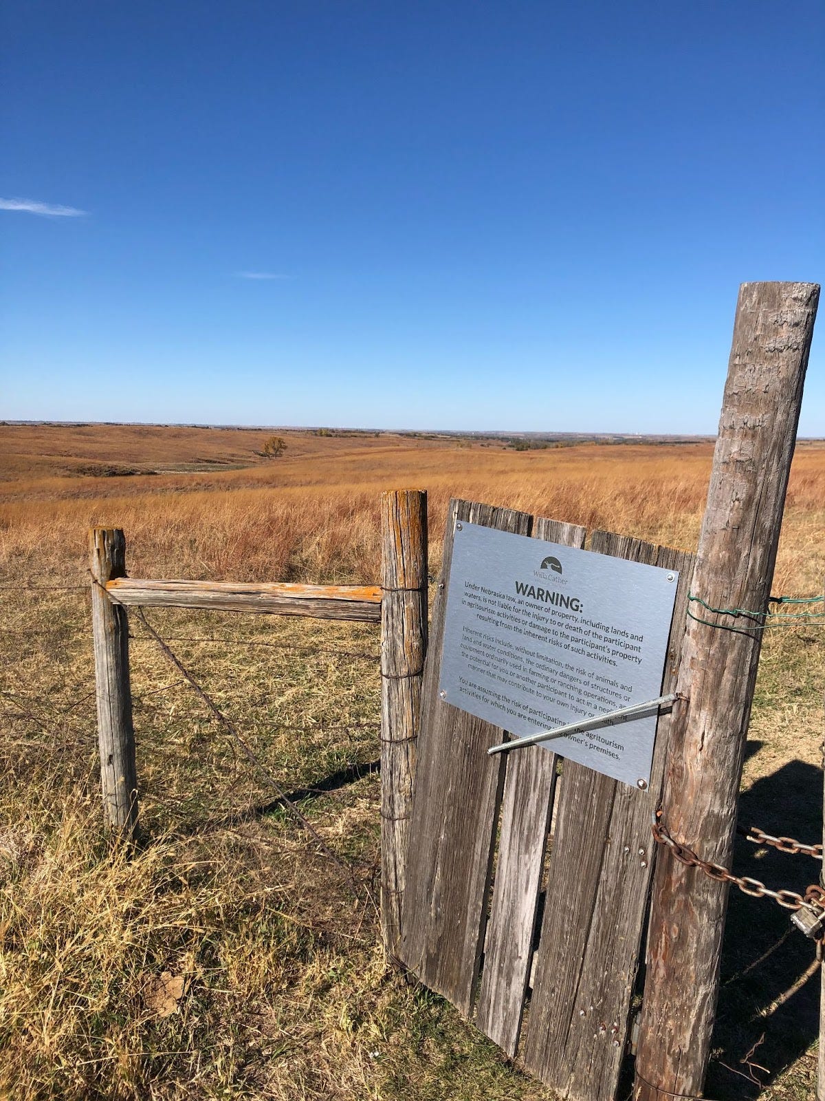 Gate entrance to the Memorial Prairie south of Red Cloud, Nebraska.