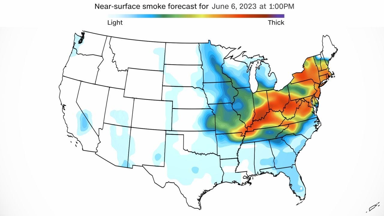 Smoke across the Northeast