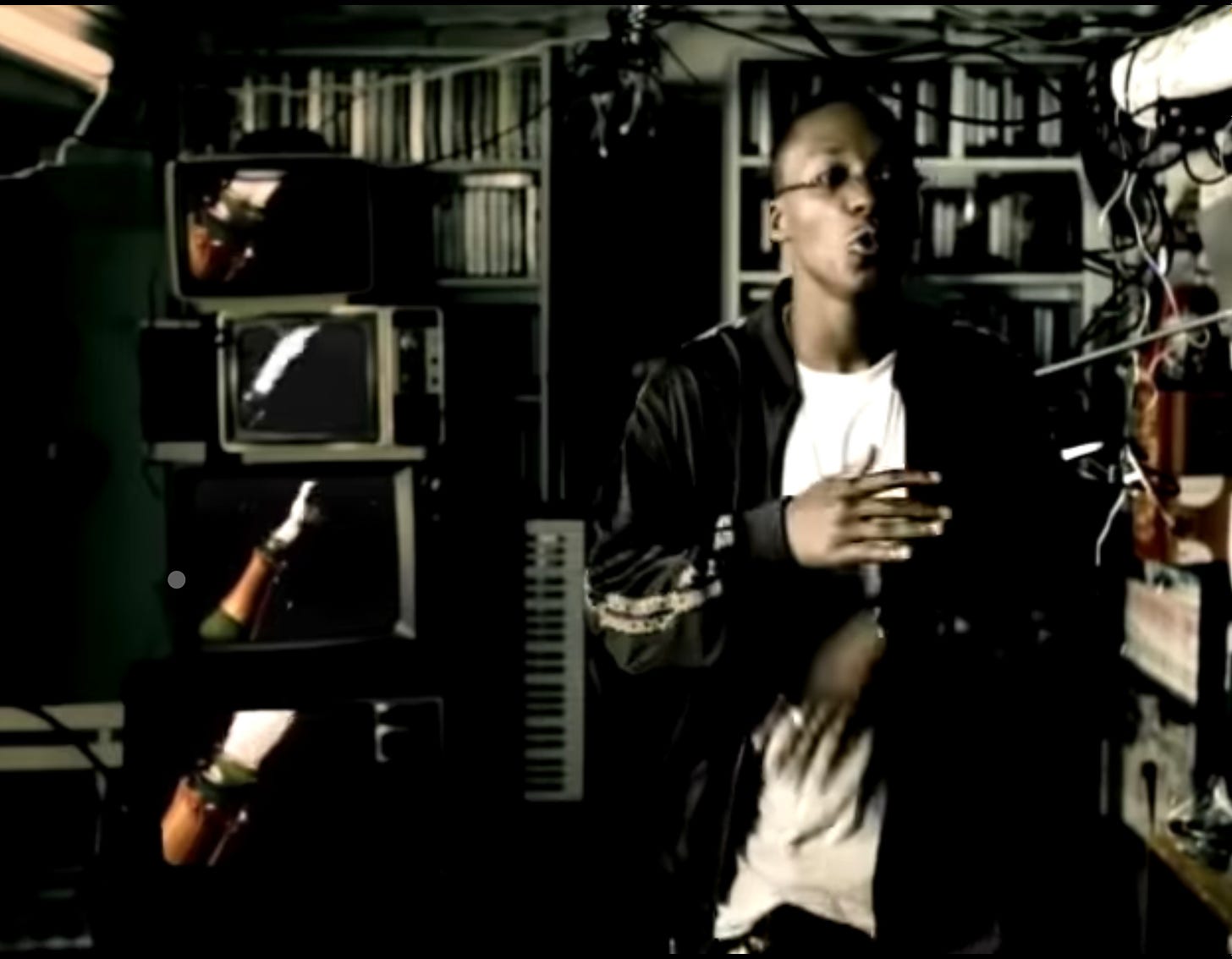 Lupe Fiasco raps in Daydreamin’, “where’s the champagne? We need champagne?” In a (very 2007s) media room— rectangular boxed TVs are stacked behind him with champagne bursting out of the bottle.