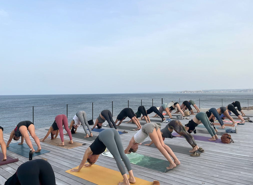 Rooftop yoga session at Tuba Club in Marseille, France