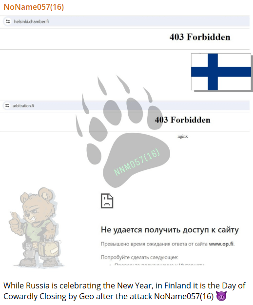noname cyberattacks on finland