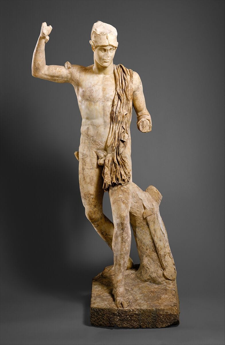 Marble statue of a wounded warrior, Marble, Roman 