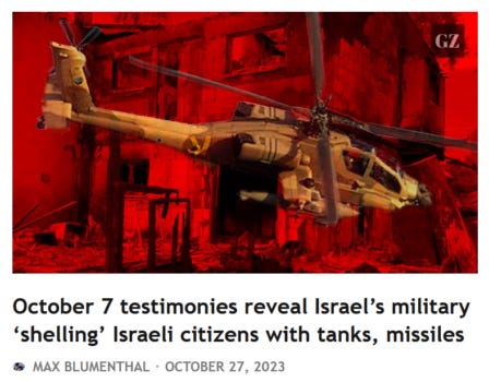Grayzone: October 7 testimonies reveal Israel’s military ‘shelling’ Israeli citizens with tanks, missiles