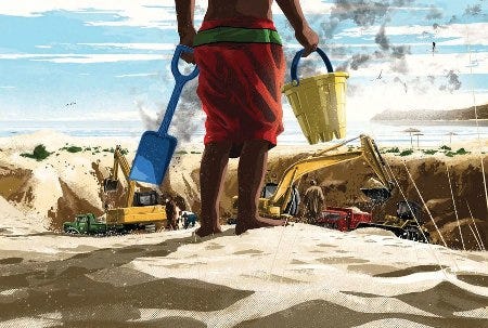 Reconstitution d'une scène de pillage de sable décrite dans l'article du Scientific American Reconstitution d'une scène de pillage de sable décrite dans l'article du Scientific American