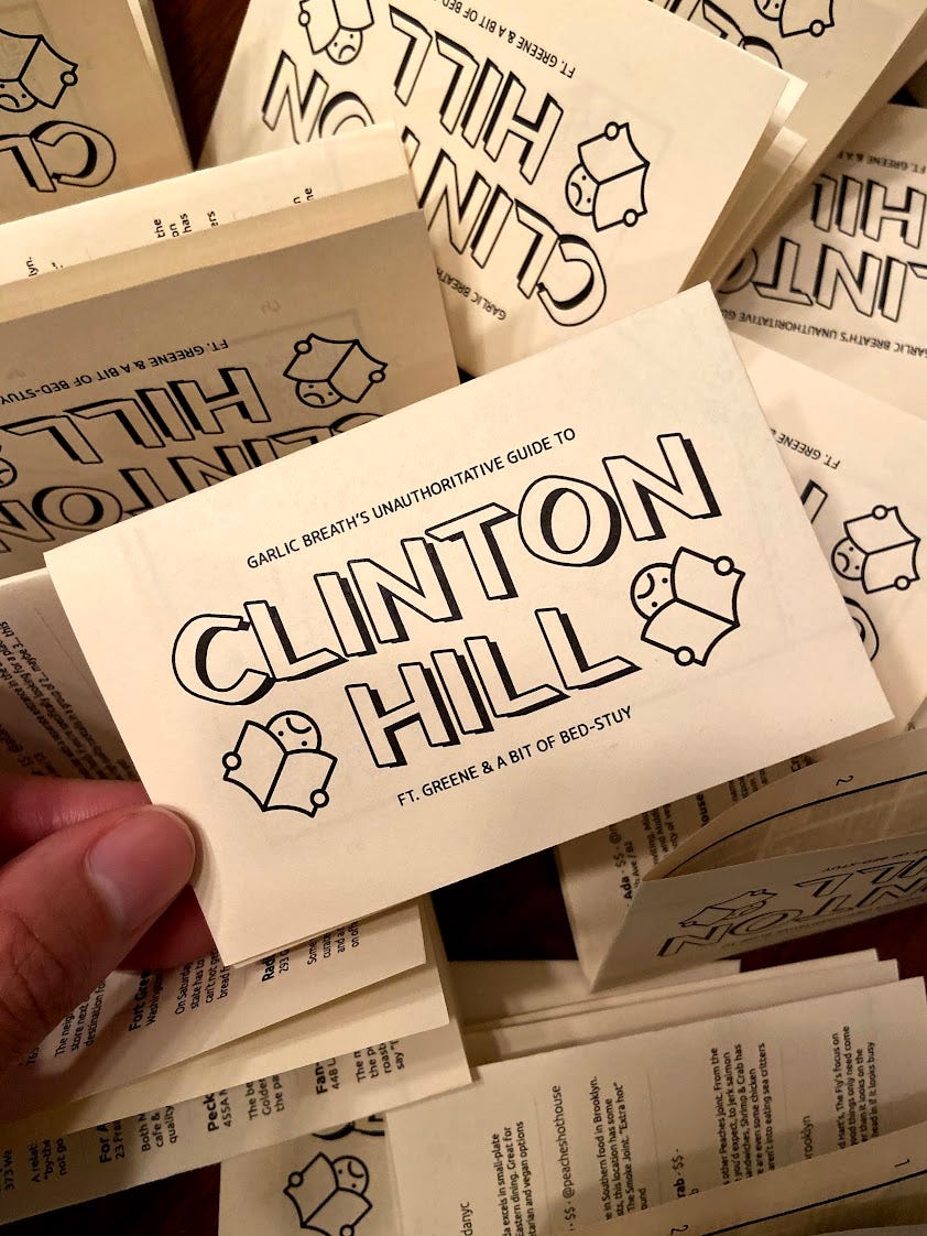 A bunch of copies of a "Clinton Hill" guide