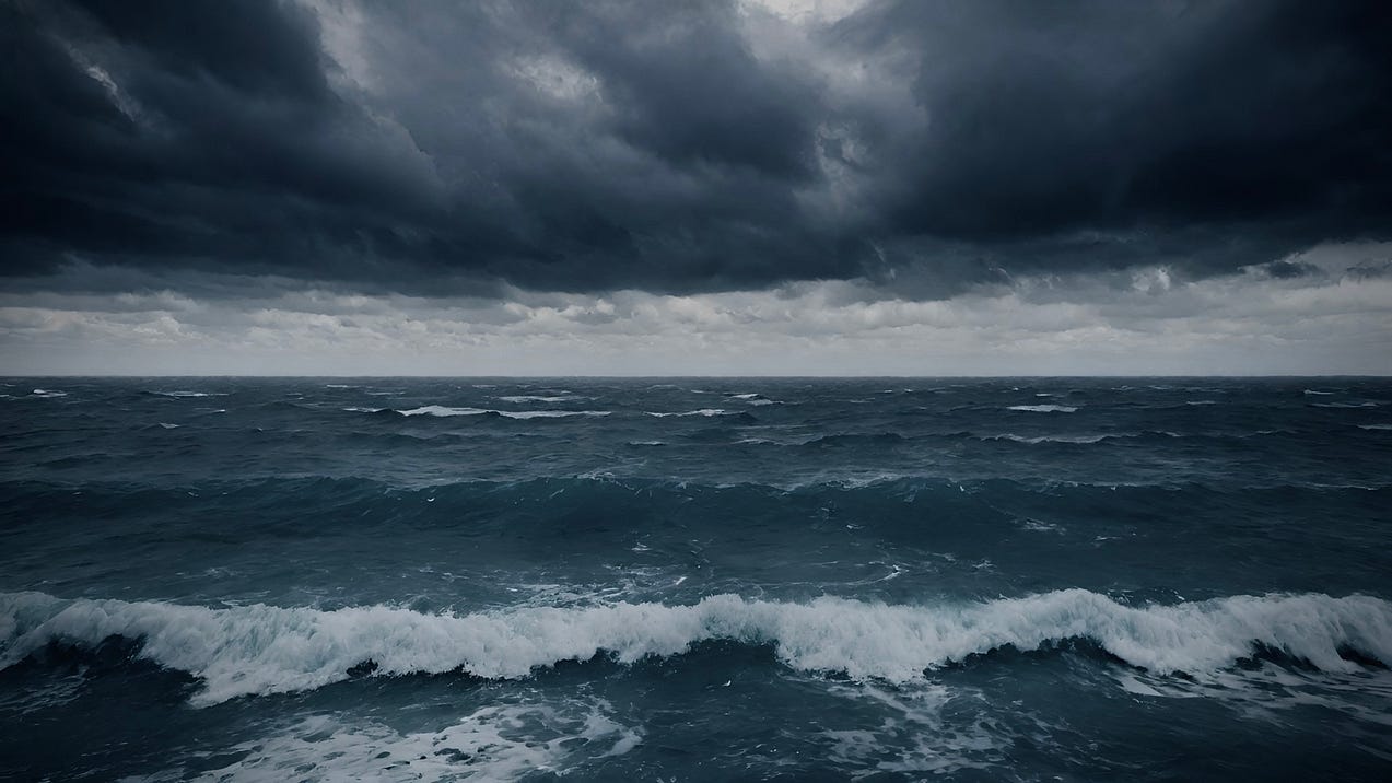 Image of stormy ocean created by author in Dream app