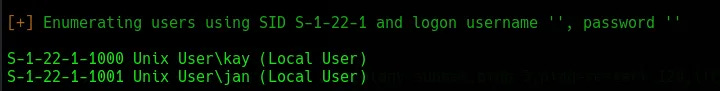 Terminal output showing Jan and Kay users.