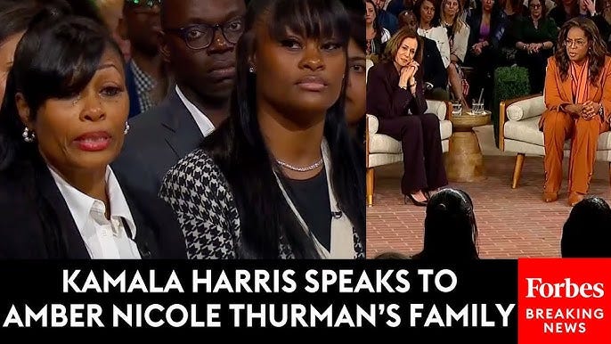 Kamala Harris Speaks To Amber Nicole Thurman's Family In Town Hall With  Oprah Winfrey - YouTube