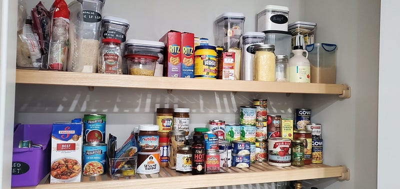 Neat and organized pantry shelves
