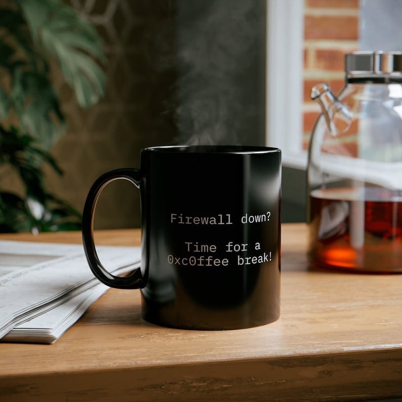 Geeky Humor Mug: Firewall Down Coffee Up image 1