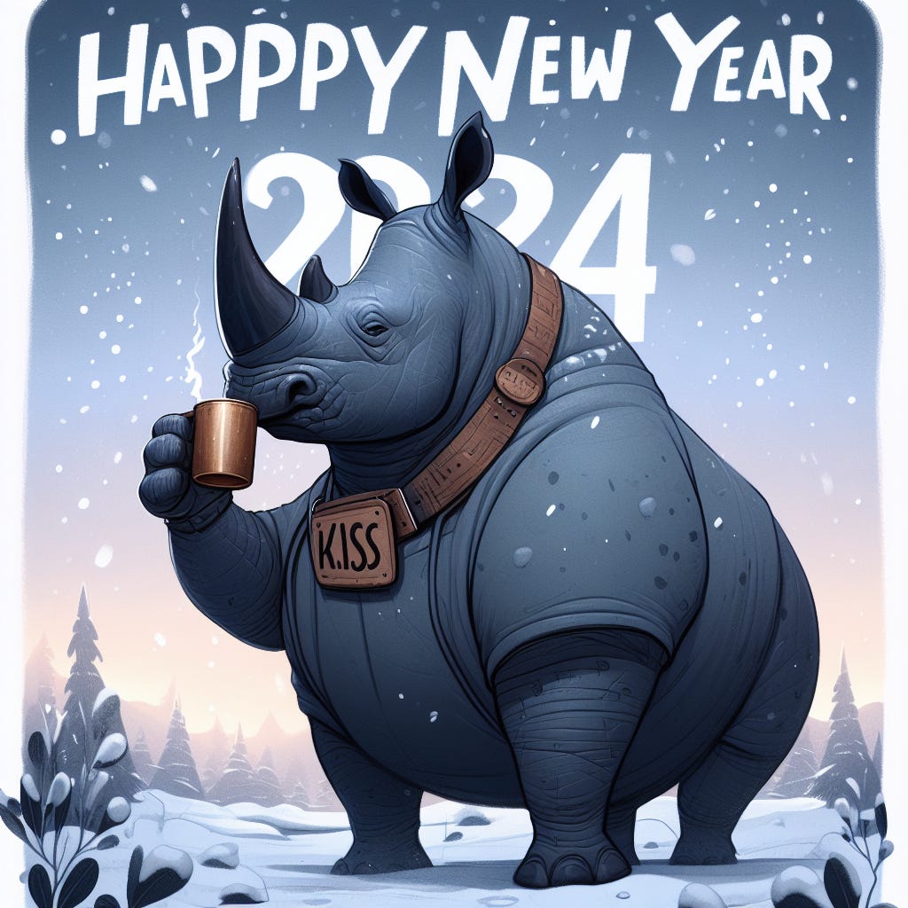 K.I.S.S. Happy New Year 2024 RHINO