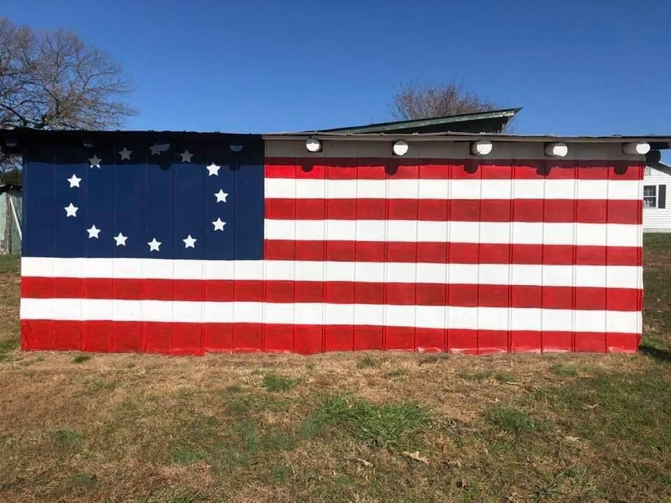 Betsy Ross flag painted by Claudia Crews; Cody, Virginia. 
