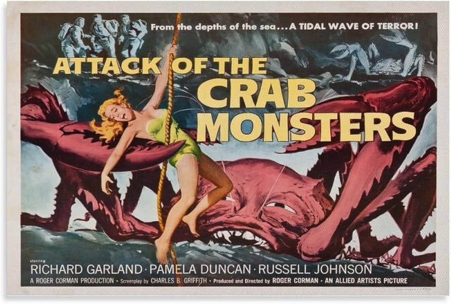 Attack of The Crab Monsters Horror Movie Posters 50s Vintage Art Aesthetic  Posters Canvas Wall Art Prints for Wall Decor Room Decor Bedroom Decor ...