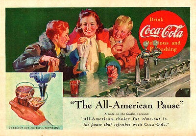 1937 vintage AD, Classic Coca Cola Art! 'The All American Pause" -112113 |  eBay