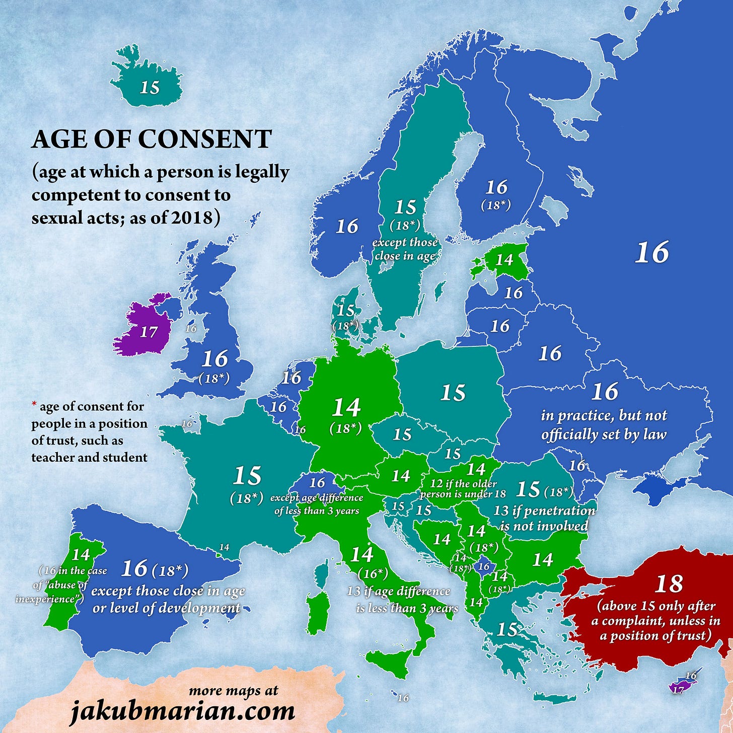 Age of consent by country in Europe