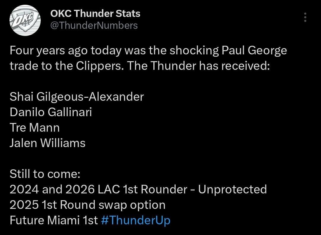 Four Years Ago Tonight was the Paul George Trade to the Clippers : r/Thunder