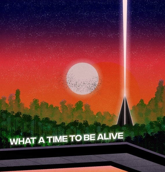 12" by 18" Neon Retro Liminal Pool Poster "what a Time to Be Alive" - Etsy  UK