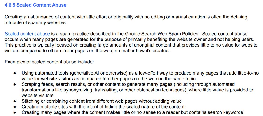 Scaled content abuse from the Quality Rater Guidelines